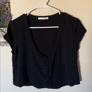 Flynn skye black button down crop top large